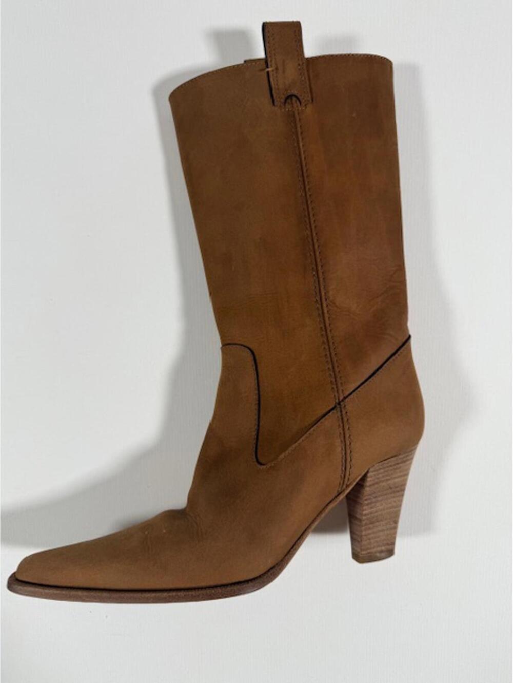 Michael Kors Womens Tan Leather Heeled Western Boots Size 7M
